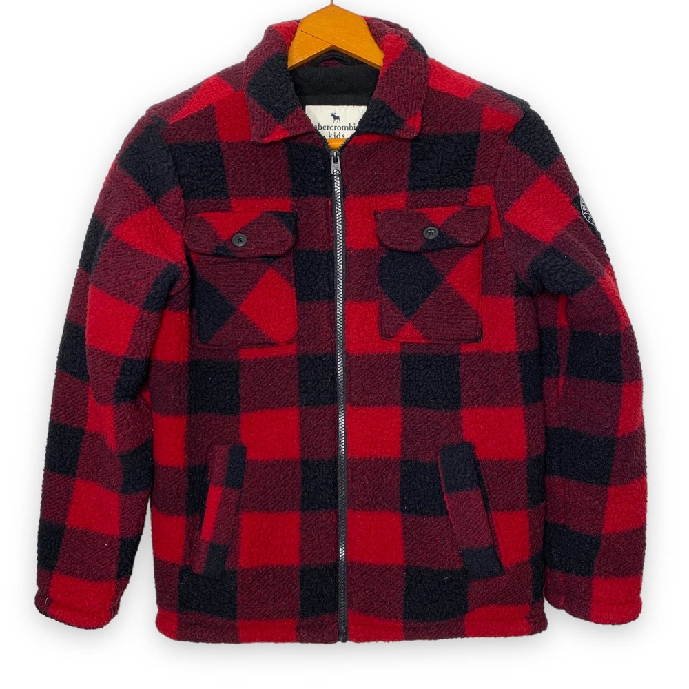 Abercrombie Kids Red and Black Plaid Jacket